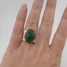 Load image into Gallery viewer, Hadar Designers Filigree 14k Gold Fil 925 Silver Emerald Ring 7,8,9,10 (I r560)Y