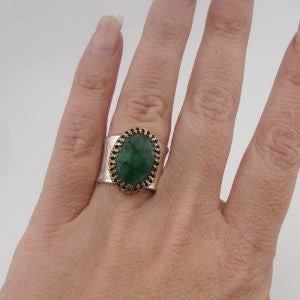 Hadar Designers Filigree 14k Gold Fil 925 Silver Emerald Ring 7,8,9,10 (I r560)Y