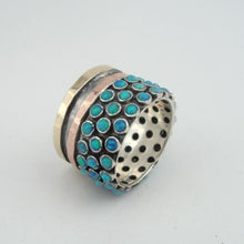 Load image into Gallery viewer, Hadar Designers 9k Rose Gold 925 Silver Opal Ring size 6.5,7 Handmade (I R552) Y
