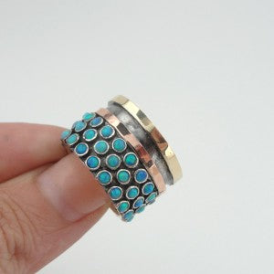 Hadar Designers 9k Rose Gold 925 Silver Opal Ring size 6.5,7 Handmade (I R552) Y