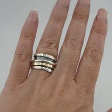 Load image into Gallery viewer, Hadar Designers Swivel 9k Gold 925 Silver Ring 6,7,7.5,8,9 Handmade (I r234)y7.5