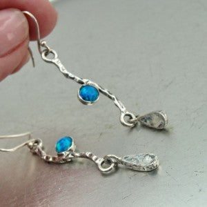Hadar Designers Handmade Sterling Silver Opal Roman Glass Earrings (as 140361)