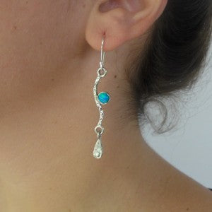 Hadar Designers Handmade Sterling Silver Opal Roman Glass Earrings (as 140361)
