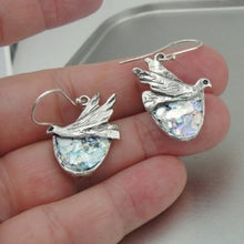 Load image into Gallery viewer, Hadar Designers Sterling Silver Antique Roman Glass Bird Earrings Handmade (as)Y