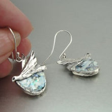 Load image into Gallery viewer, Hadar Designers Sterling Silver Antique Roman Glass Bird Earrings Handmade (as)Y