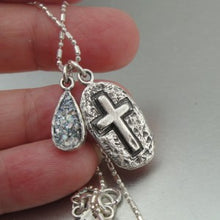 Load image into Gallery viewer, Hadar Designers NEW Sterling Silver Cross Ancient Roman Glass Pendant (as)