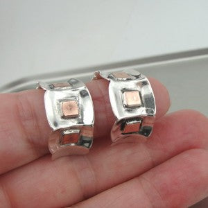 Hadar Designers Handmade 9k Rose Gold Sterling Silver J Hoop Earrings (H) SALE