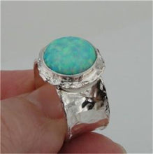 Load image into Gallery viewer, Hadar Designers Blue Opal Ring 6,7,8,9,10 Sterling 925 Silver Handmade(I r137sil