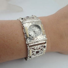 Load image into Gallery viewer, Hadar Designers 9k Gold 925 Silver Garnet Bracelet Watch Filigree Handmade (B) Y