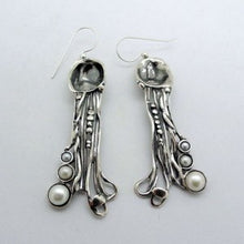 Load image into Gallery viewer, Hadar Designer Handmade Unique Art Long Sterling Silver White Pearl Earrings (H