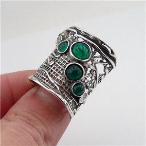 Hadar Designers 925 Sterling Silver Green Agate Ring sz 7,8,9,10 Handmade (H 144