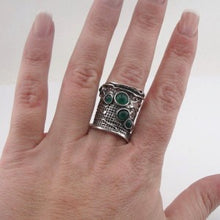 Load image into Gallery viewer, Hadar Designers 925 Sterling Silver Green Agate Ring sz 7,8,9,10 Handmade (H 144