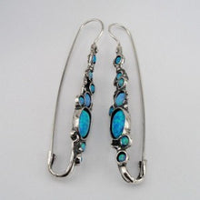 Load image into Gallery viewer, Hadar Designers Handmade Dangle Sterling 925 Silver Blue Opal Earrings (H 2151
