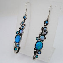 Load image into Gallery viewer, Hadar Designers Handmade Dangle Sterling 925 Silver Blue Opal Earrings (H 2151