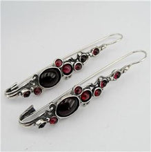 Load image into Gallery viewer, Hadar Designers Handmade Dangle 925 Sterling Silver Red Garnet Earrings (H 2151)