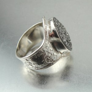 Hadar Designers Sterling Silver Druzy Ring 6.5, 7, 7.5 Handmade (I r545) SALE