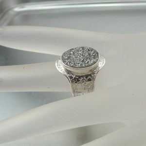 Hadar Designers Sterling Silver Druzy Ring 6.5, 7, 7.5 Handmade (I r545) SALE