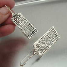 Load image into Gallery viewer, Hadar Designers 925 Sterling Silver Long Net Earrings Handmade Unique (H  214) y