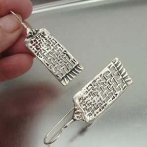 Hadar Designers 925 Sterling Silver Long Net Earrings Handmade Unique (H  214) y