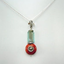 Load image into Gallery viewer, Hadar Designers Handmade Sterling Silver Ancient Roman Glass Coral Pendant (as