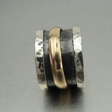 Load image into Gallery viewer, Hadar Designers Handmade Swivel 9k Gold Sterling Silver Ring 6,7,8,9 (I r235) y8