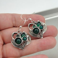 Load image into Gallery viewer, Hadar Designers Handmade 925 Sterling Silver Real Green Agate Earrings (H)