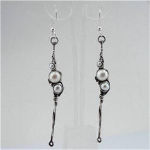 Load image into Gallery viewer, Hadar Designers 925 Sterling Silver White Pearl Earrings Handmade Dangle (H 2101