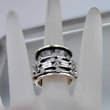 Load image into Gallery viewer, Hadar Designers Swivel 9k Gold 925 Sterling Silver Zircon Ring 7,8,9,10 (I r791)