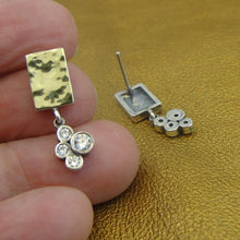 Load image into Gallery viewer, Hadar Designers 9K Yellow Gold 925 Silver Stud Earrings Zircon Handmade (MS 1726)