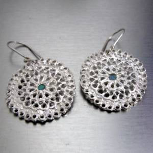 Hadar Designers 925 Sterling Silver Dangle Filigree Ocean Q Earrings (L) SALE