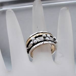 Hadar Designers Swivel 9k Gold 925 Sterling Silver Pearl Ring any size (I r793)y
