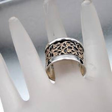 Load image into Gallery viewer, Hadar Designers Filigree 9k Yellow Gold Sterling Silver Ring 7,8,8.5,9 (I r245Y