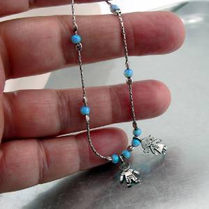 Hadar Designers Charm Delicate Handmade Sterling Silver Blue Opal Bracelet SALE