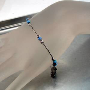 Hadar Designers Charm Delicate Handmade Sterling Silver Blue Opal Bracelet SALE