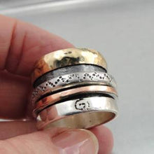 Load image into Gallery viewer, Hadar Designers Handmade Heavy Swivel 9k Gold 925 Silver Ring 7,8,9,9.5(I r052)Y
