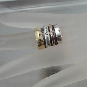 Hadar Designers Handmade Heavy Swivel 9k Gold 925 Silver Ring 7,8,9,9.5(I r052)Y