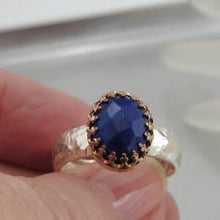 Load image into Gallery viewer, Hadar Designers Blue Sapphire Ring 6,7,7.5,8 Filigree 9k Gold 925 Silver (I r) Y