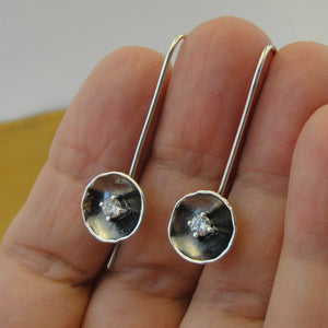 Hadar Designers 925 Sterling Silver White Zircon Earrings Handmade (ms 1691) y