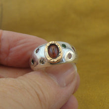 Load image into Gallery viewer, Hadar Designers Garnet Ring Yellow Gold 925 Silver size 7.5, 8 Handmade(MS 1680)