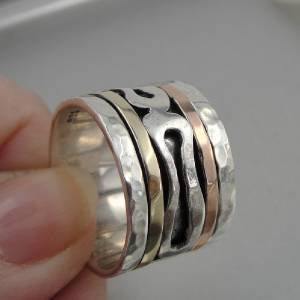 Hadar Designers Handmade Swivel 9k Gold Sterling Silver Ring 6,7,7.5,8,9(I r644Y