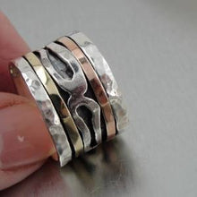 Load image into Gallery viewer, Hadar Designers Handmade Swivel 9k Gold Sterling Silver Ring 6,7,7.5,8,9(I r644Y