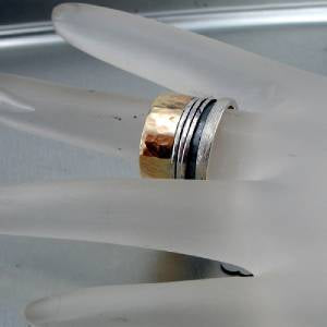 Hadar Designers Swivel 9k Yellow Gold Sterling Silver Ring 7.5,8,9 (I r313) SALE