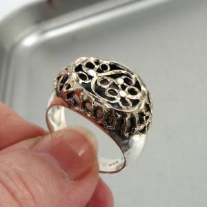 Hadar Designers Handmade Filigree 9k Gold 925 Silver Ring 7, 8, 8.5, 9 (I r427)y