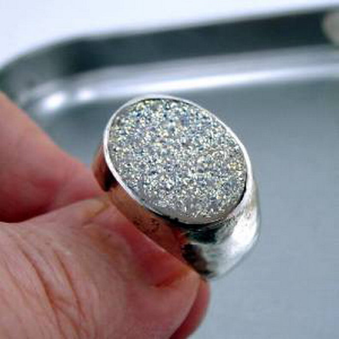 Hadar Designers Handmade Sterling Silver New Druzy Ring size 6.5,7 (I r198) SALE