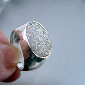 Hadar Designers Handmade Sterling Silver New Druzy Ring size 6.5,7 (I r198) SALE