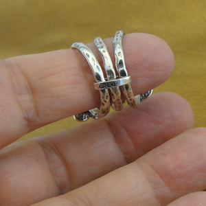 Hadar Designers Triple Floral Sterling Silver Zircon Ring sz 5 Handmade(Ms)