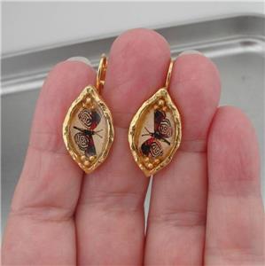 Hadar Designers NEW Handmade Artist High Fashion Gold Pl Butterfly Earrings (as