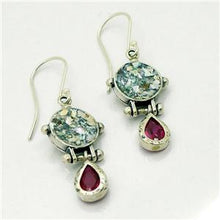 Load image into Gallery viewer, Hadar Designers 925 Silver Roman Glass Garnet Drop Earrings Handmade (as 407012)