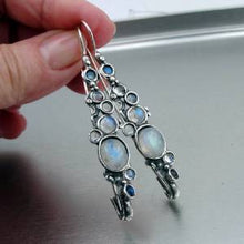 Load image into Gallery viewer, Hadar Designers Sterling Silver Moonstone Earrings Handmade Impressive (H 2151