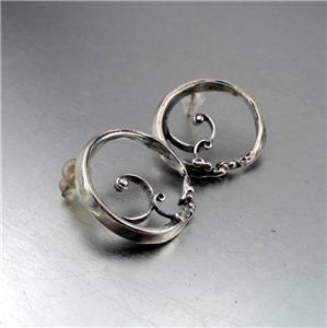 Hadar Designers 925 Sterling Silver Stud Earrings Handmade Artistic (H) SALE